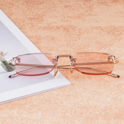 Timmy -  Rimless Alloy Retangle Sunglasses