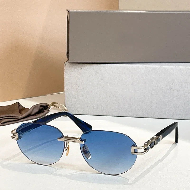 Joran - Rimless Round Acetate Gradient Sunglasses