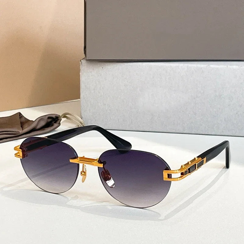 Joran - Rimless Round Acetate Gradient Sunglasses