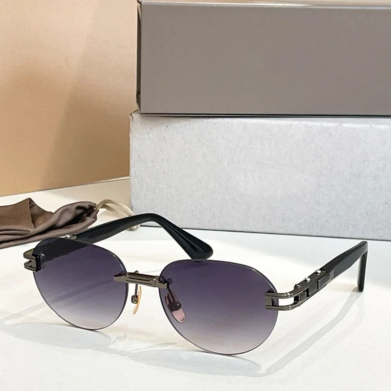 Joran - Rimless Round Acetate Gradient Sunglasses