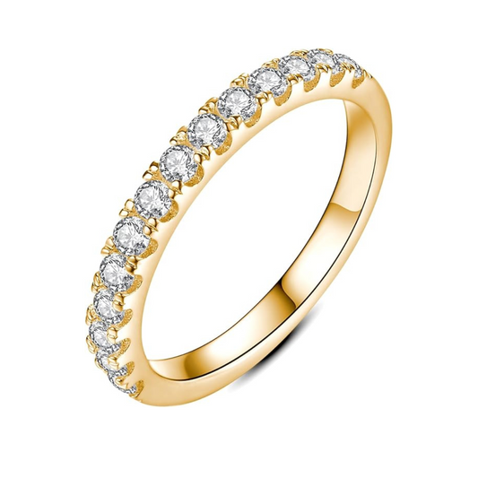 Moissanit Ehering | Gold 18K