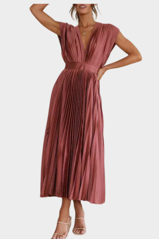 Hannah - Elegantes Plissiertes Maxikleid