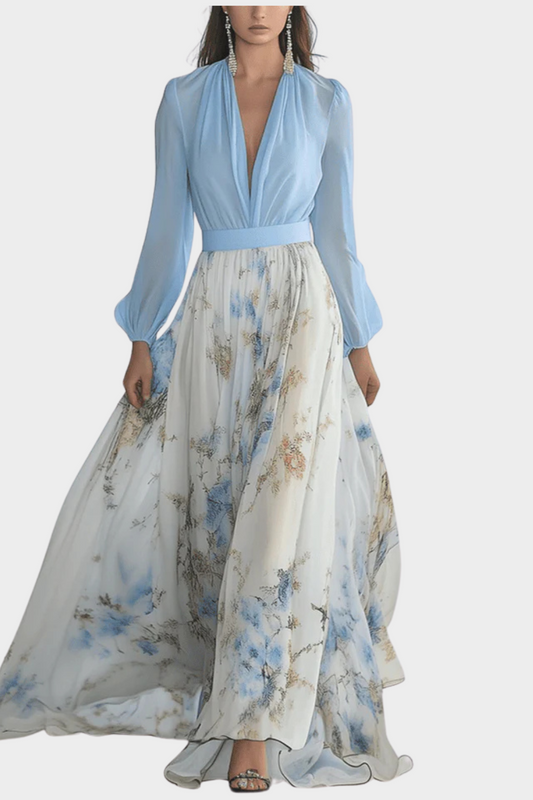 Tess - Langes Kleid mit Blumendruck