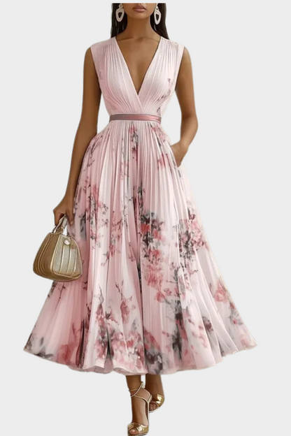 Isabella - Elegantes langes Kleid mit Aquarelldruck