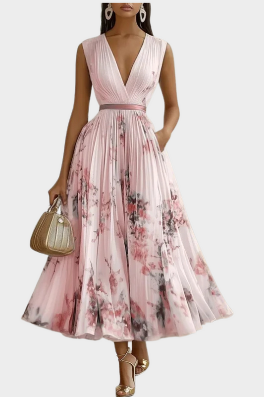 Isabella - Elegantes langes Kleid mit Aquarelldruck