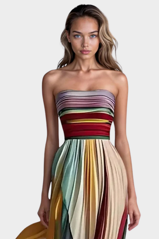 Elinas - Ärmelloses buntes Kleid Energiegeladen und elegant
