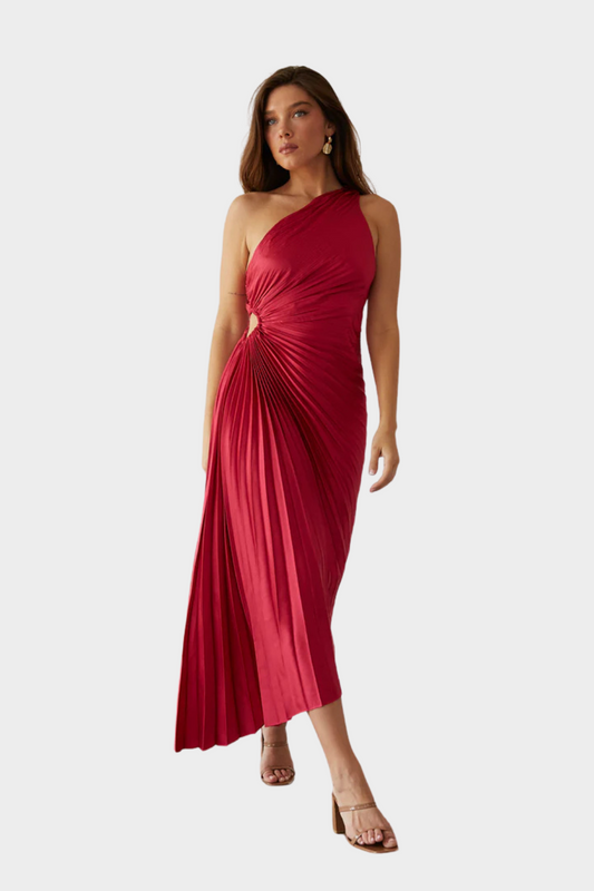 Sylviana - Ein-Schulter-Kleid mit Plissee Midi