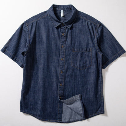 Denim - Lose dünnes Retro-Arbeitskleidungs-T-Shirt