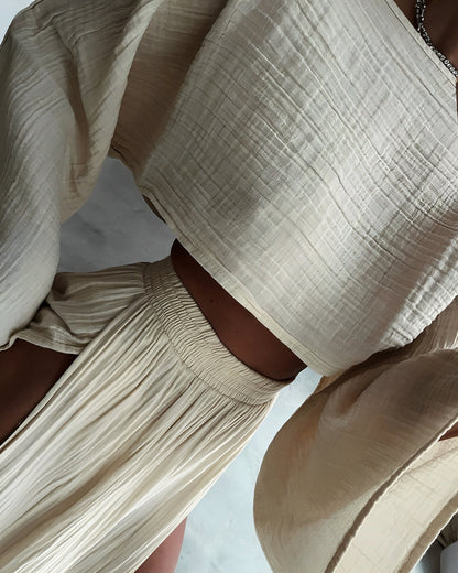 Clara - Chic Slit Zweiteiliges Leinenset