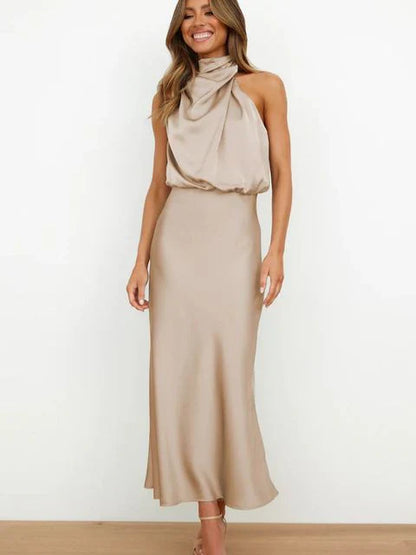 Julia - Stehkragen Halterkleid ohne Ärmel