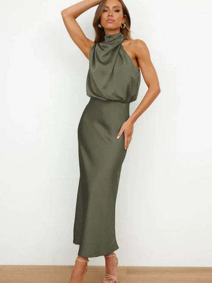 Julia - Stehkragen Halterkleid ohne Ärmel