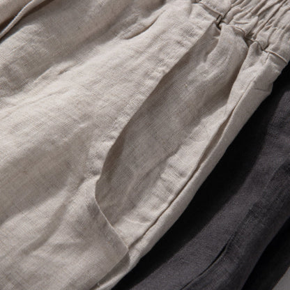Atmungsaktive Hose mit geradem Bein aus lockerem Leinen