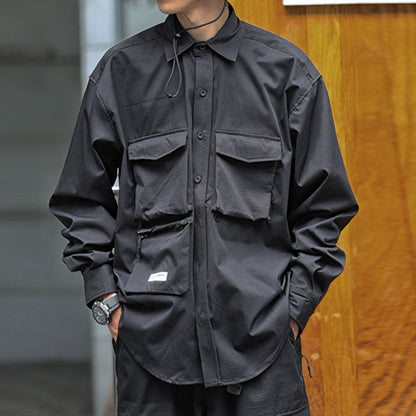 Japanisches lockeres Hemd mit mehreren Taschen