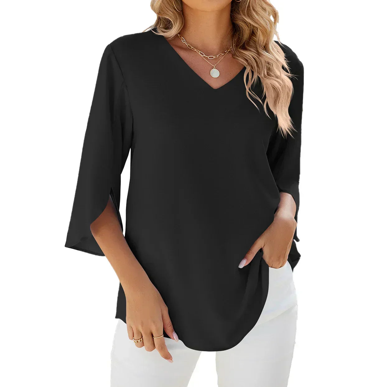 Karolin - Bluse mit V-Ausschnitt
