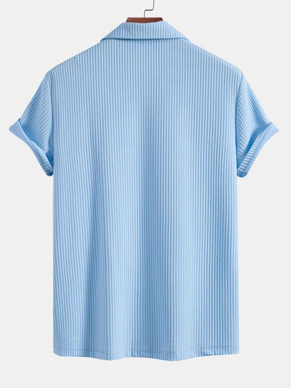 Muscle Fit geripptes tiefes kubanisches Hemd