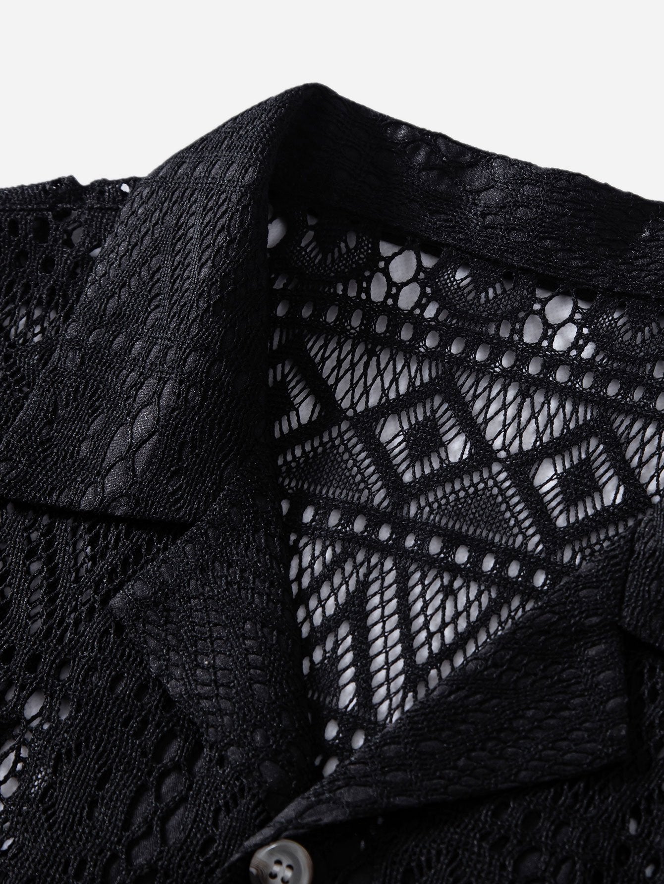 Kurzärmeliges kubanisches Hemd mit geometrischem Strukturmuster