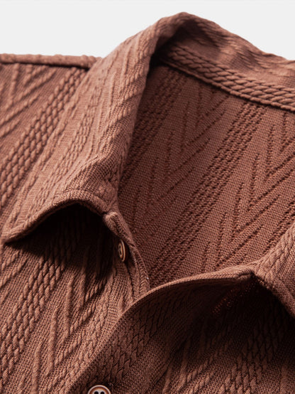 Gestricktes geometrisches Jacquard-Polohemd