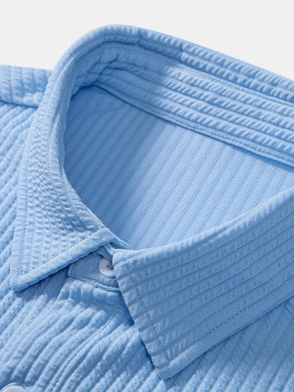 Muscle Fit geripptes Hemd mit Knöpfen