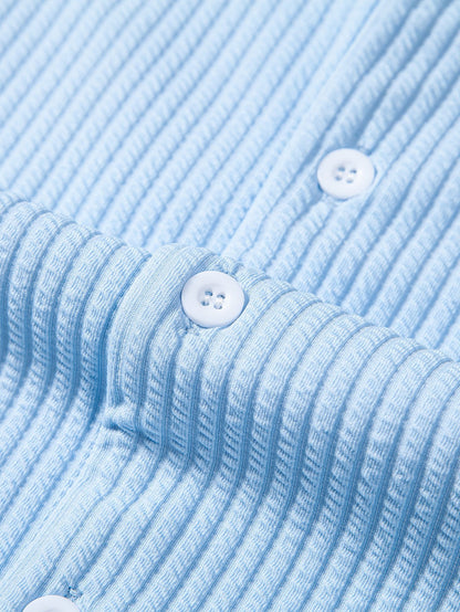 Muscle Fit geripptes tiefes kubanisches Hemd