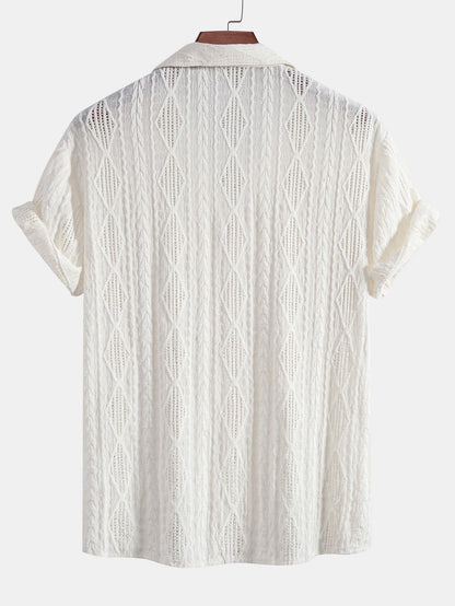 Geometrisches Jacquard-Ösen-Hemd im kubanischen Stil