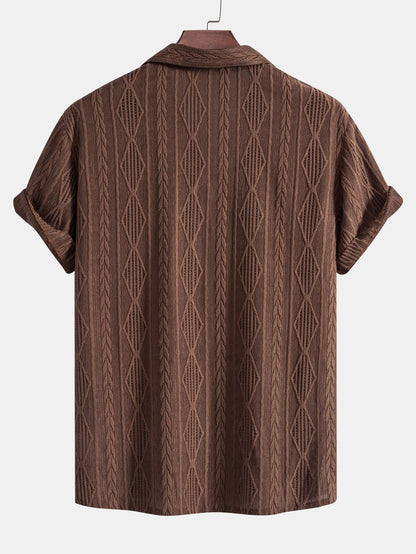 Geometrisches Jacquard-Ösen-Hemd im kubanischen Stil