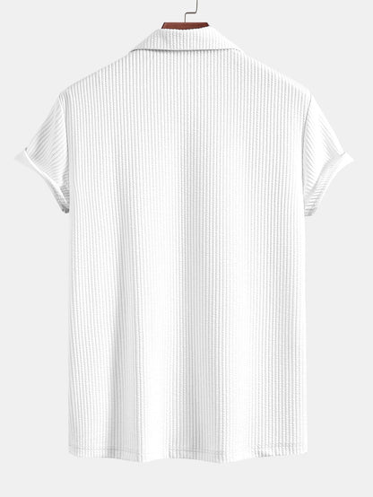 Muscle Fit geripptes tiefes kubanisches Hemd