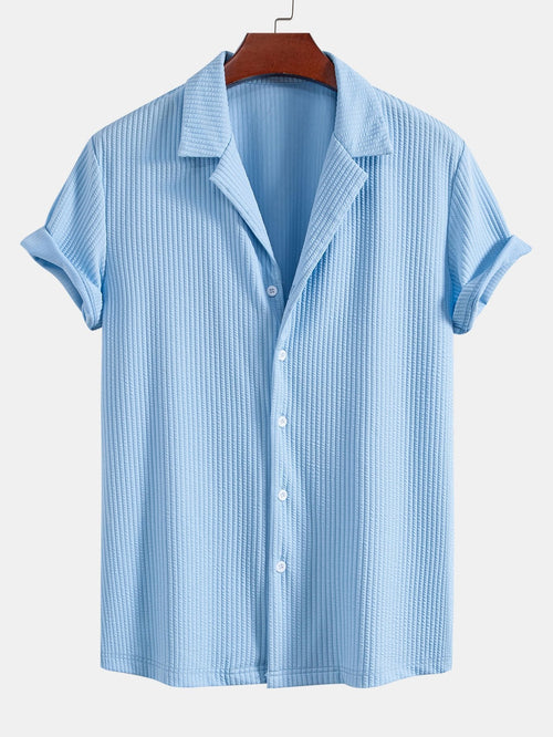 Muscle Fit geripptes tiefes kubanisches Hemd