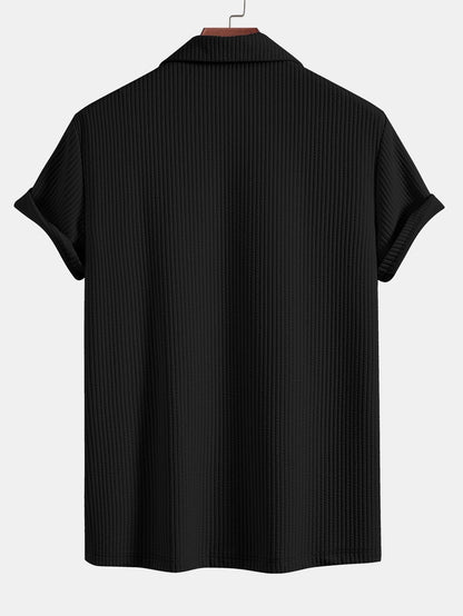 Muscle Fit geripptes tiefes kubanisches Hemd