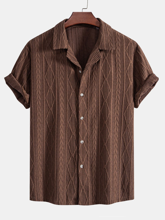 Geometrisches Jacquard-Ösen-Hemd im kubanischen Stil