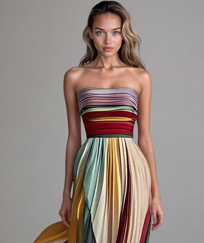 Elinas - Ärmelloses buntes Kleid Energiegeladen und elegant