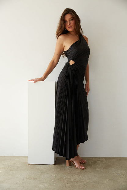 Sylviana - Ein-Schulter-Kleid mit Plissee Midi
