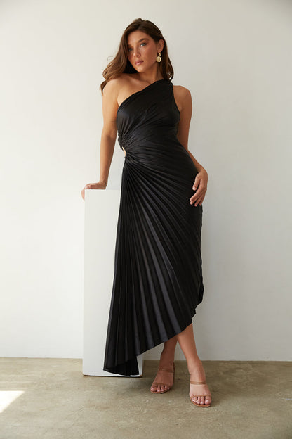 Sylviana - Ein-Schulter-Kleid mit Plissee Midi